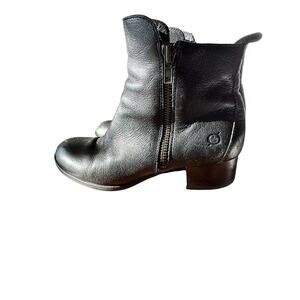 Born Dark Brown Leather Flannel Ankle Boots 7.5 Lined In‎ Flannel W/two Zippers